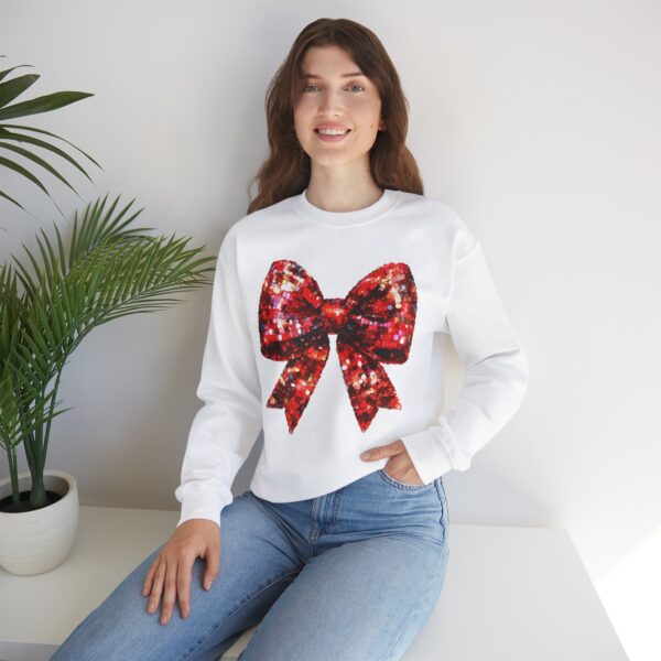 Crewneck Sweatshirt: Sparkle Red Bow - Image 5