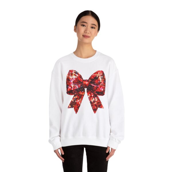 Crewneck Sweatshirt: Sparkle Red Bow - Image 4